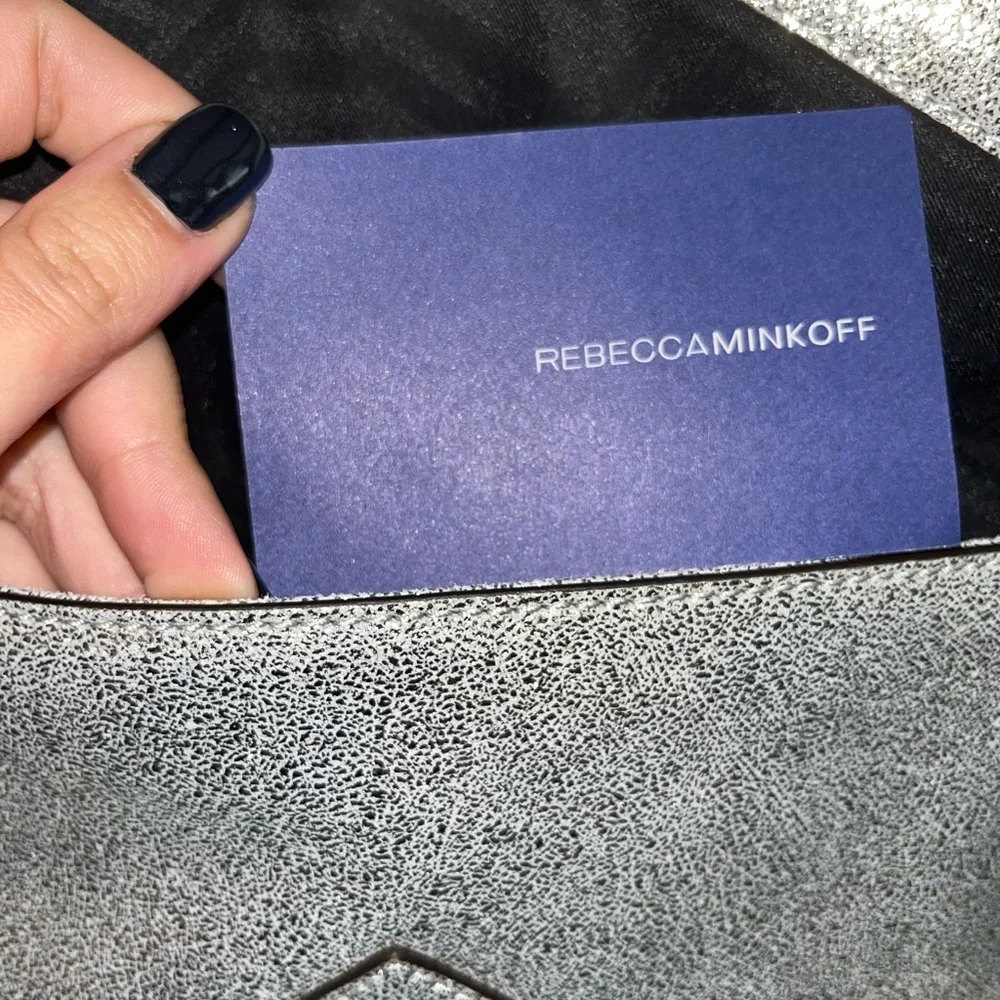 Rebecca Minkoff leo envelope zipper edge gold clutch purse - Picture 5 of 5
